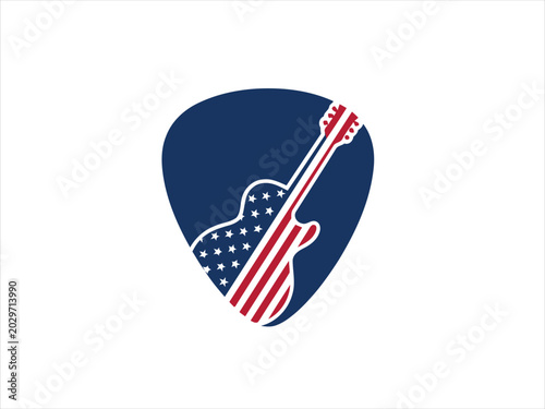 Bild auf Leinwand Independence day 4th july guitar pick american flag design