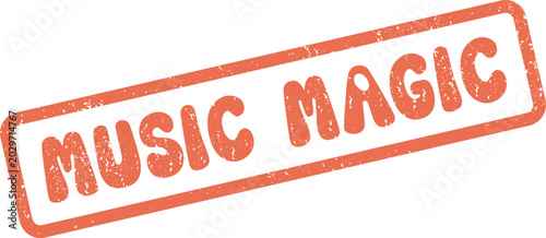 Obraz na płótnie Enchanting red textured stamp symbolizing the wondrous power of Music Magic