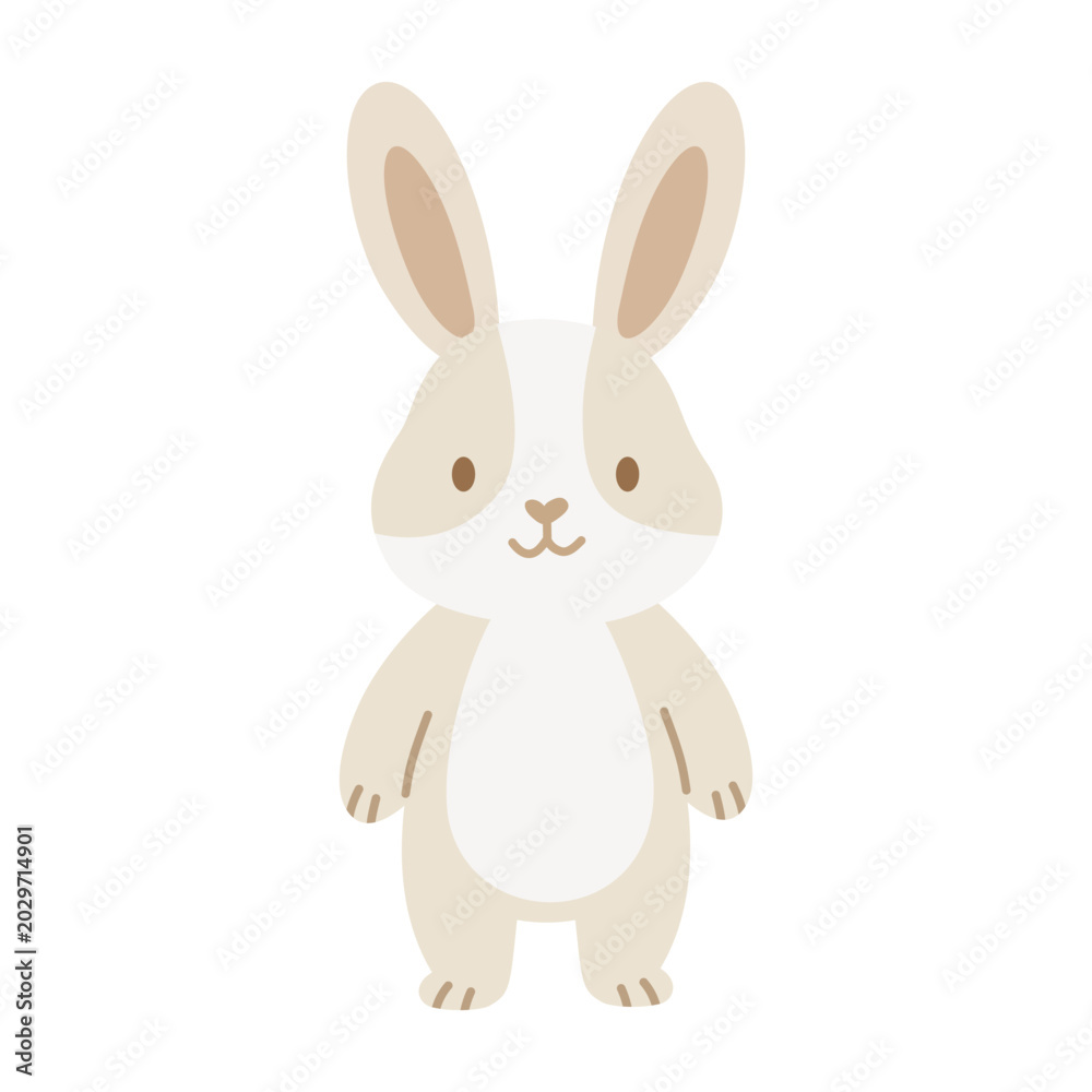 Obraz premium Slim white bunny rabbit character standing tall on its hind legs.