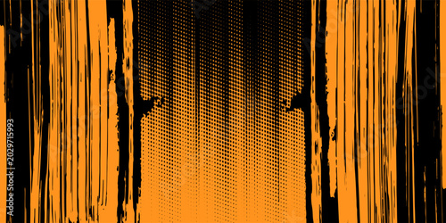 Cuadro en lienzo Paint brushes on orange background