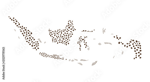 Bild auf Leinwand Indonesia archipelago map made of roasted coffee beans vector art