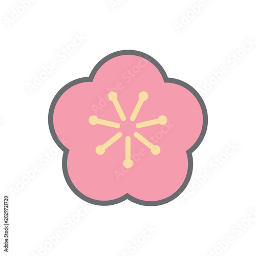 梅の花のアイコン（主線あり）