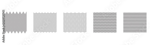 Foto Abstract black wavy and zigzag underline lines isolated on white background