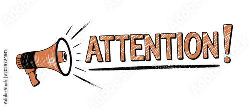 Quadro su tela Attention warning sign isolated on white background, important notification alert symbol concept for caution awareness safety announcement and emergency information modern vector illustrations