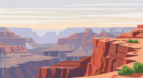 Photos Scenic Grand Canyon landscape vector illustration showcasing the majestic geolog