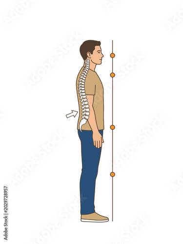 Man standing in profile showing spinal column anatomy and posture