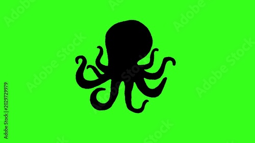 Animated octopus icon with a hand-drawn effect on a green screen background