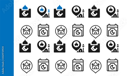 Mosques with eid ul adha combination islamic icon 
