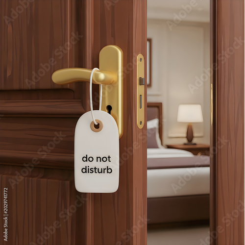 Do not disturb door tag on hotel room door