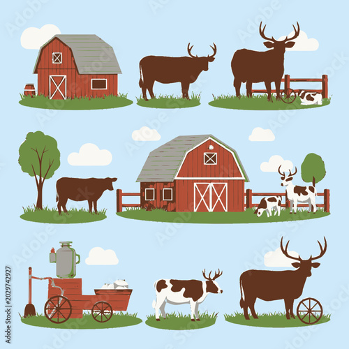 Brown cow standing in green field.