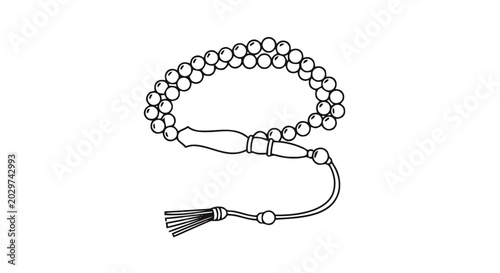 Buddhist prayer beads with tassel.