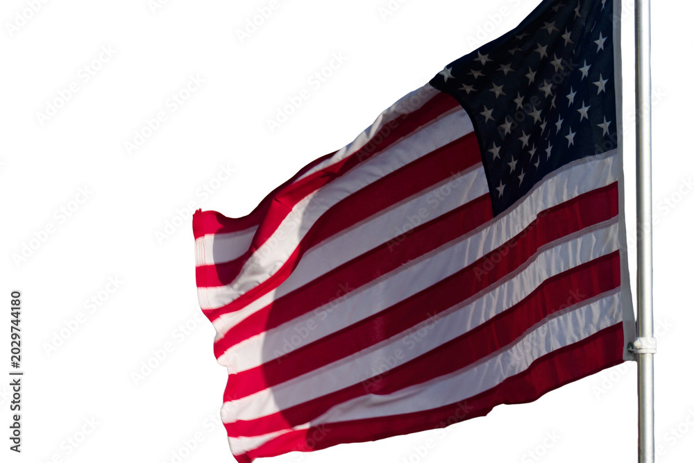 Obraz premium American Flag Waving Isolated Transparent Patriotic Banner
