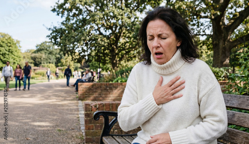 Middle‑aged woman experiencing breathlessness