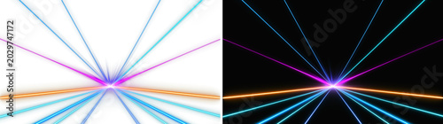 Konstfotografi Colorful Neon Laser Starburst On Black Background