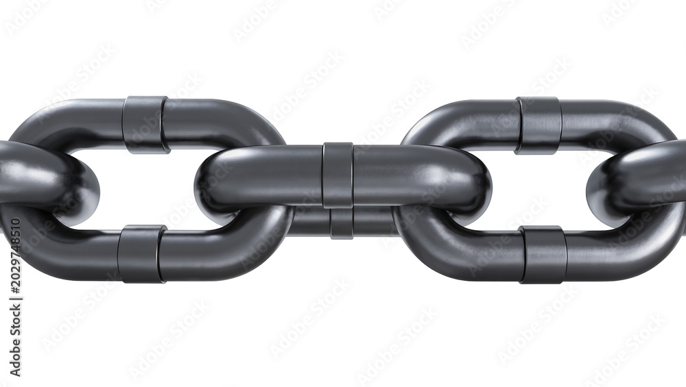 Naklejka premium Heavy duty metallic chain links connected together, isolated on transparent background