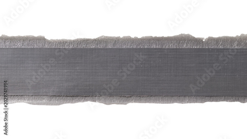Tableau sur toile Rough gray fabric strip with frayed edges, isolated on transparent background