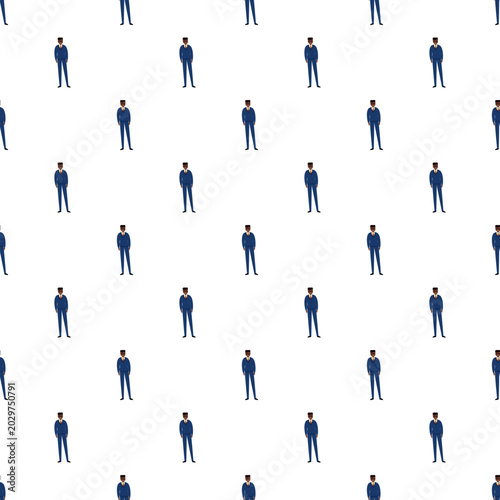 Canvastavla Cartoon businessmen creating a seamless pattern representing conformity and unif