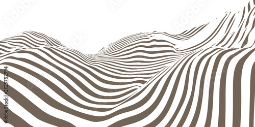 Photos Abstract optical illusion 3D terrain topography background with brown and white striped contour lines vector illustration