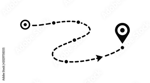 Foto Route with starting point and destination marker black silhouette path direction