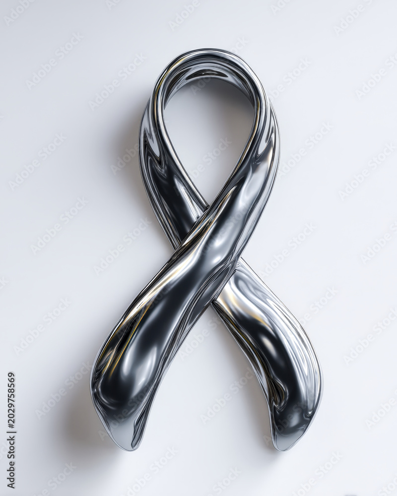 Naklejka premium Chrome Awareness Ribbon For Support Health And Charity Campaigns
