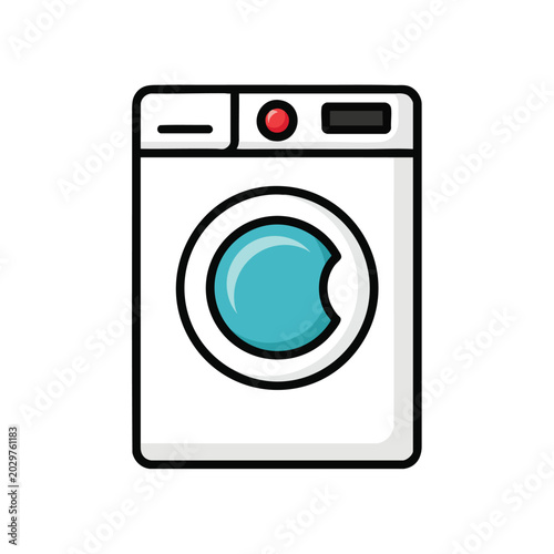 Minimalist flat vector icon of a modern white washing machine.