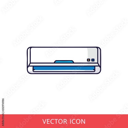 Minimalist vector illustration of a modern wall mounted air conditioner unit.
