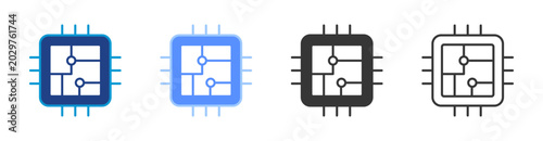 Foto Chip icon set multiple style collection