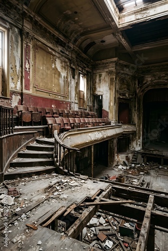 Empty auditorium of an old abandoned theater