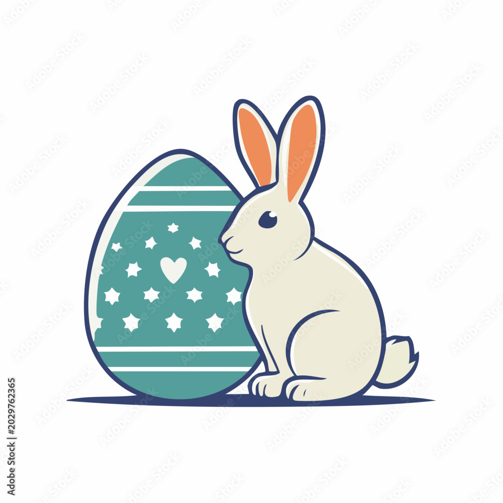 Obraz premium Easter Bunny and Decorated Egg Illustration
