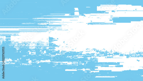 Konstfotografi Glitchy white and light blue digital distortion screen error background texture