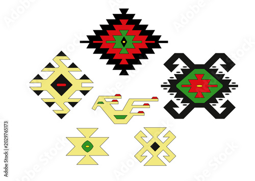 Photos Traditional Serbian Pirot kilim rug carpet weaving decoration motifs vector diam