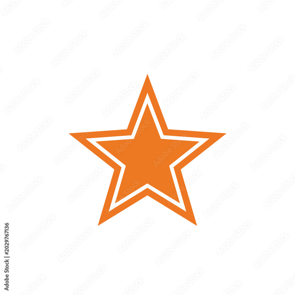 Obraz premium Orange Five Pointed Star Shape Isolated on White Background.