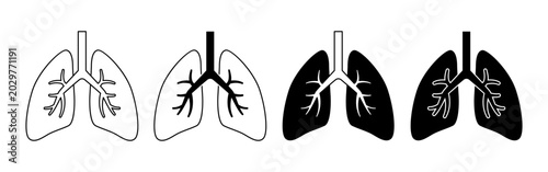 Schilderij op canvas Human Lung and Bronchial Tree Symbols for Respiratory Anatomy and Healthcare