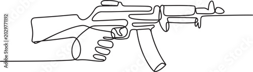 Fotografía Continuous one line drawing of Hand holding gun