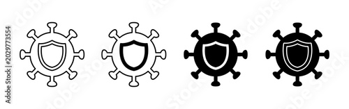 Fotografía Virus Particle and Shield Symbols for Health Protection and Immunity
