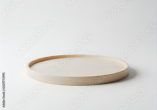 Empty round wooden serving tray