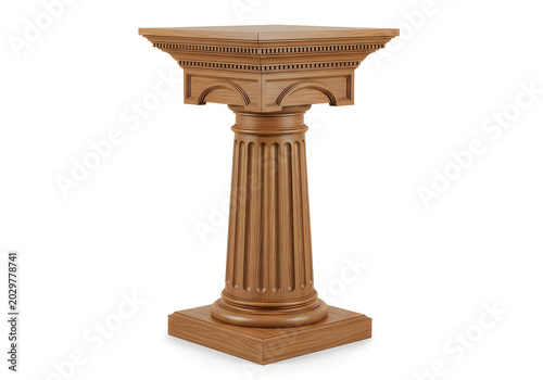 Classical wooden pedestal column with ornate details
