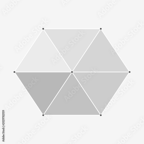 Tableau sur toile Abstract geometric hexagonal network with gray nodes and triangles representing