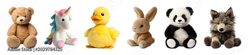 PNG Adorable plush toys collection on transparent background