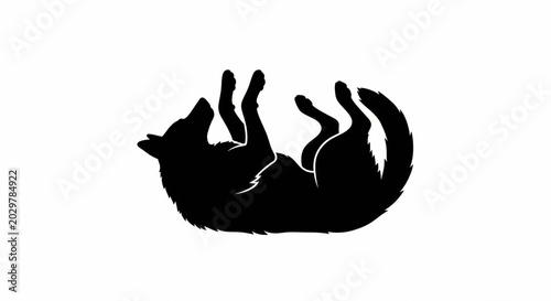 Black wolf silhouette lying on its back with legs up