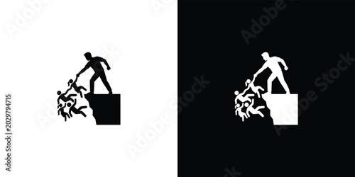 Foto Black and white of a person climbing stairs with a dog silhouette monochrome
