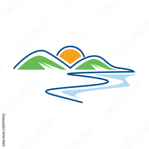 Sun Mountain River Nature Icon