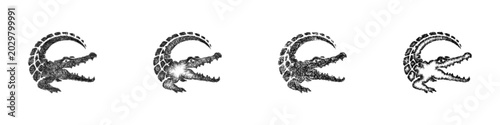 Foto Black and white sketch crocodile logo design set