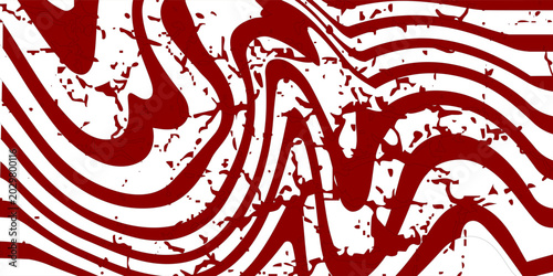 Foto Modern Wavy Red Striped Background with Distressed Halftone Noise