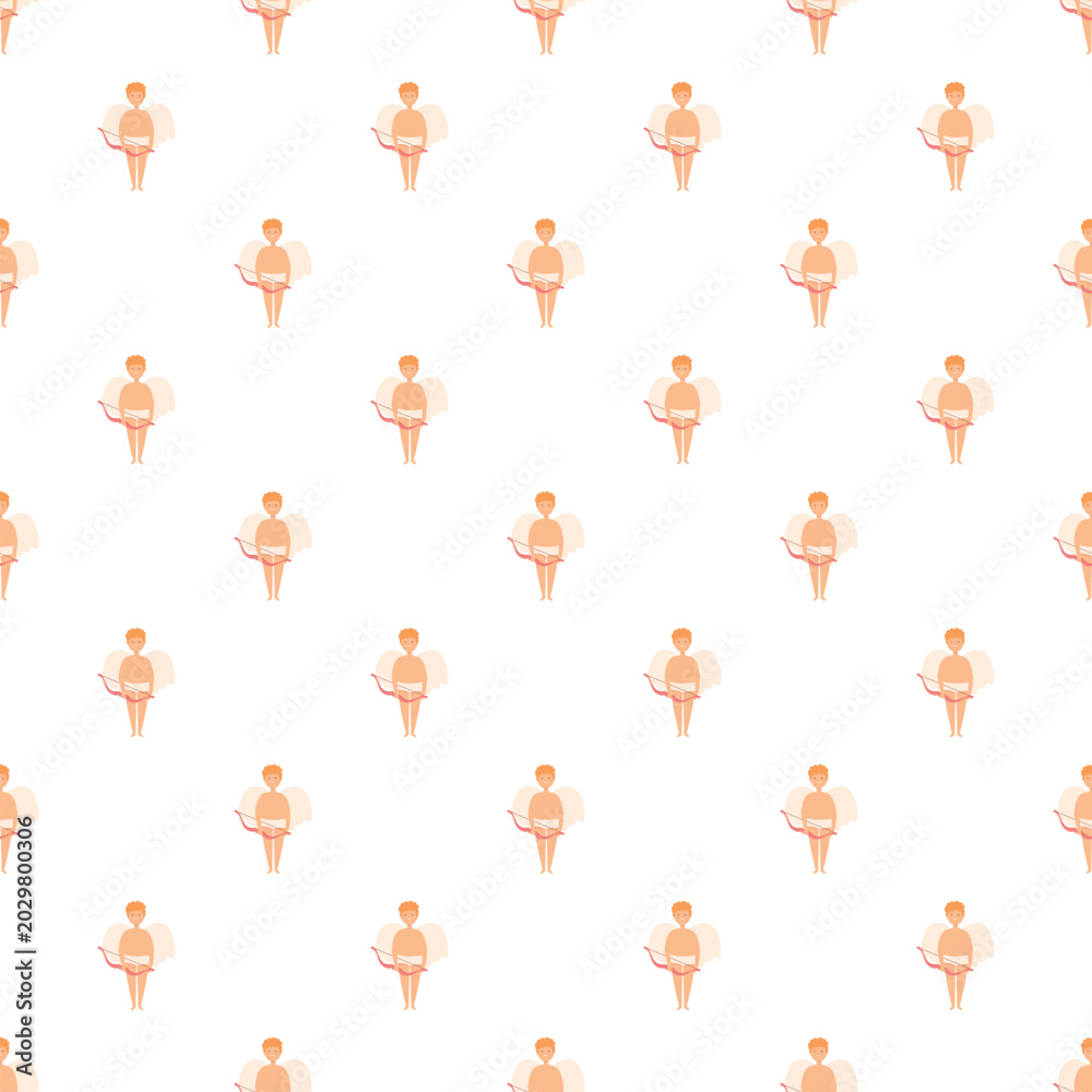 Obraz premium Cupid cherub angel characters with bow and arrows creating a seamless pattern