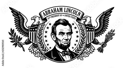 Abraham Lincoln American President Portrait.