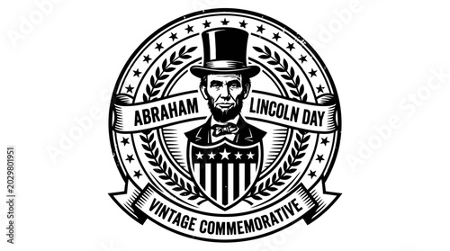 Cuadro en lienzo Abraham Lincoln commemorative vintage seal.