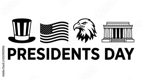 Presidents Day American Symbols Illustration.