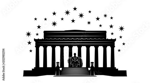 Schilderij op canvas Illustration of a building with columns.