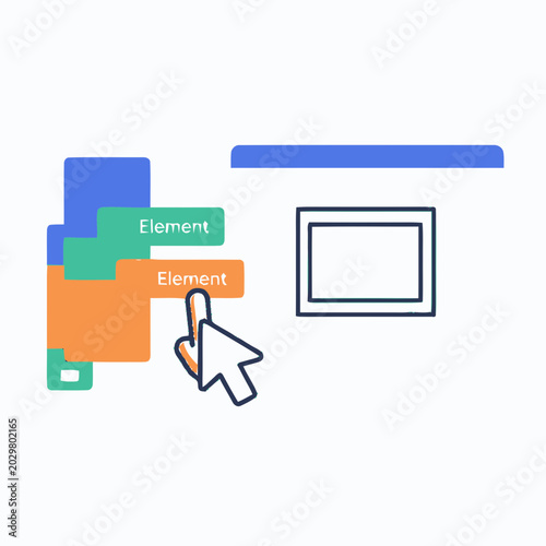 Computer mouse clicking on rectangle.